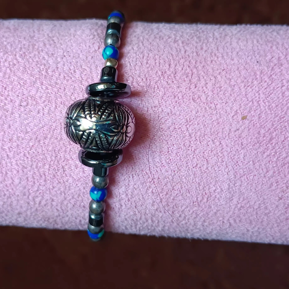 Galaxy Beaded Bracelet with Silver Accents